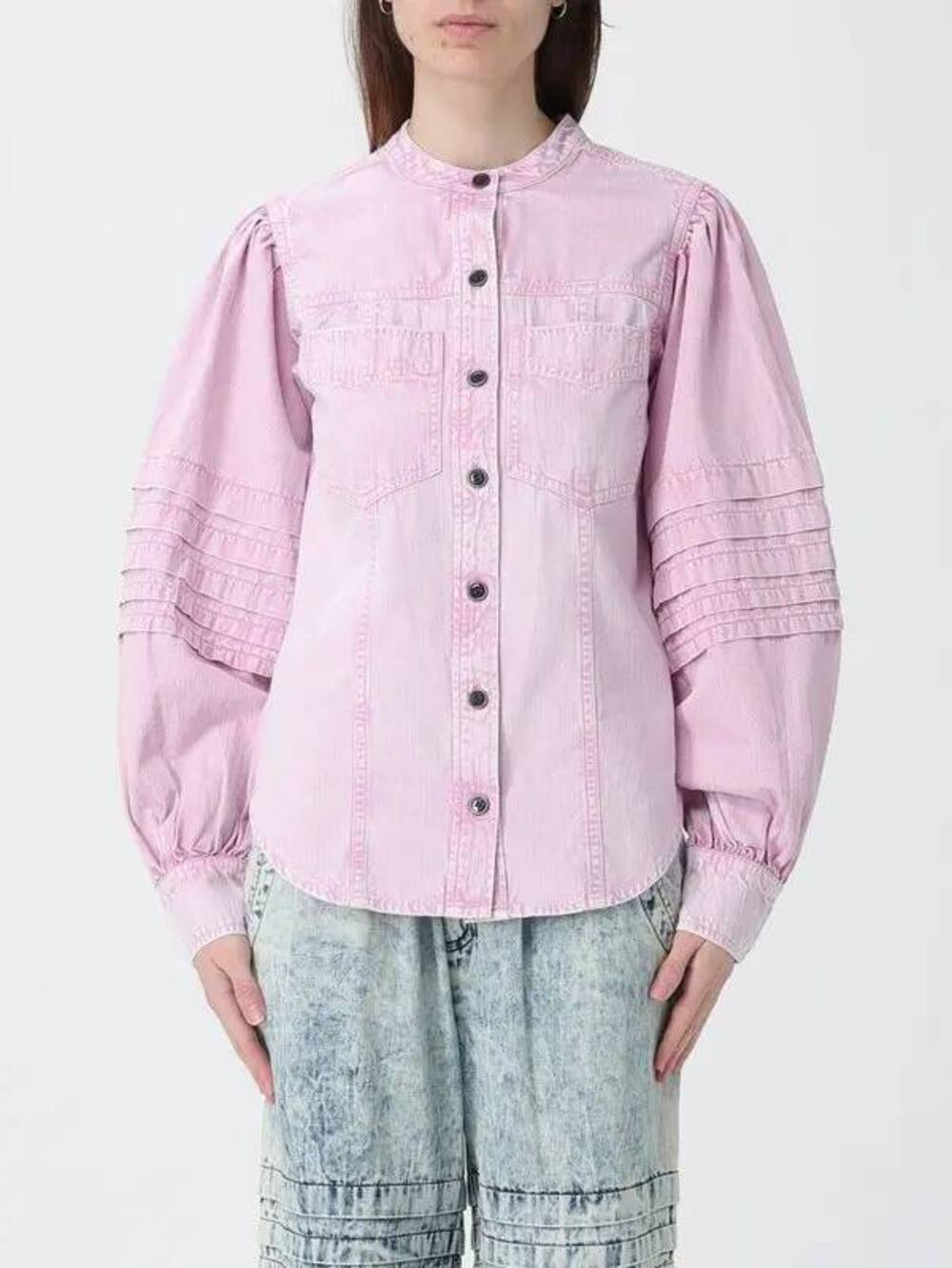 Isabel Marant Womens Mileda Button Front Shirt in Pink 36 S